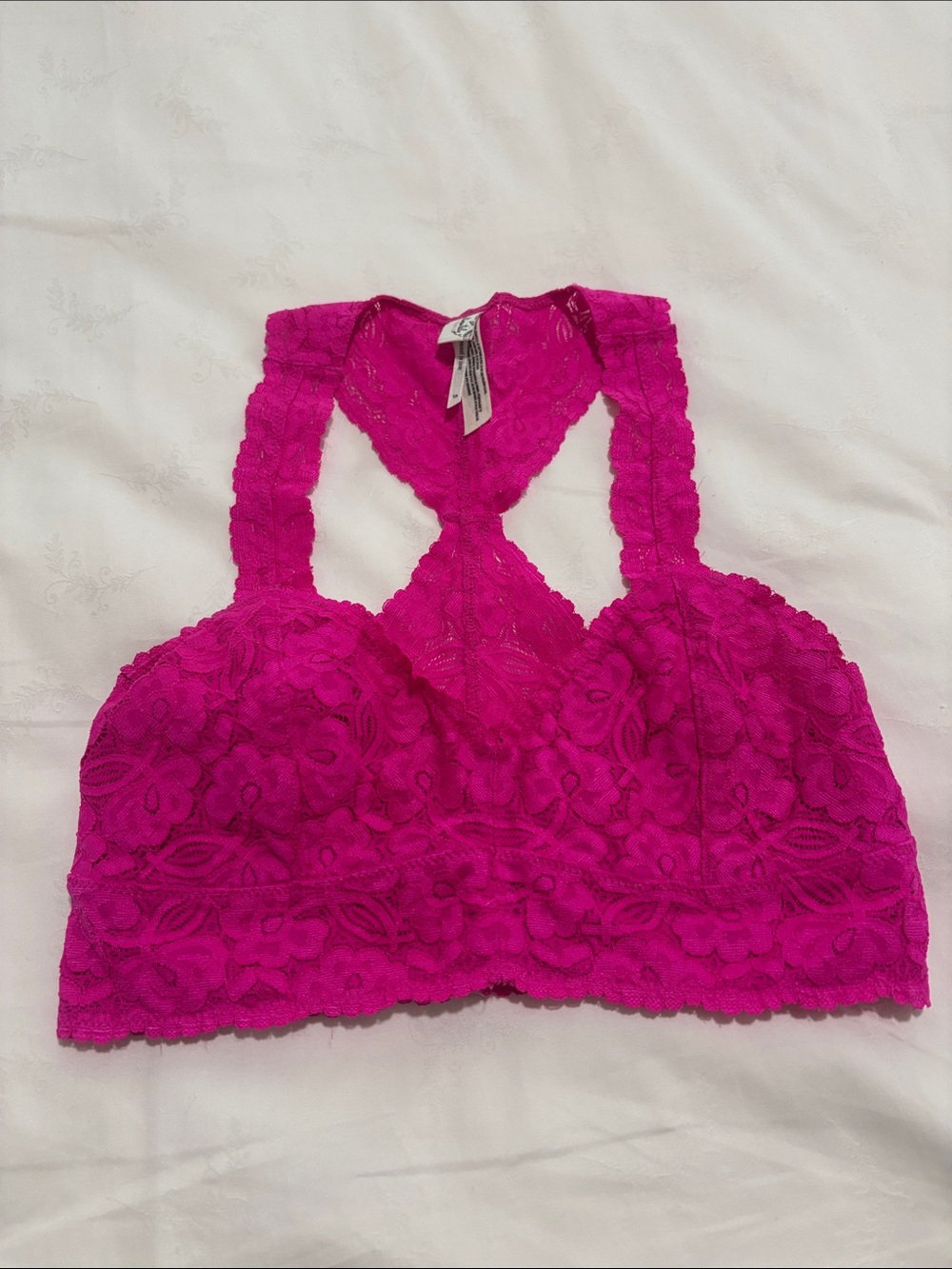 Free People Bright Pink Lace Bralette